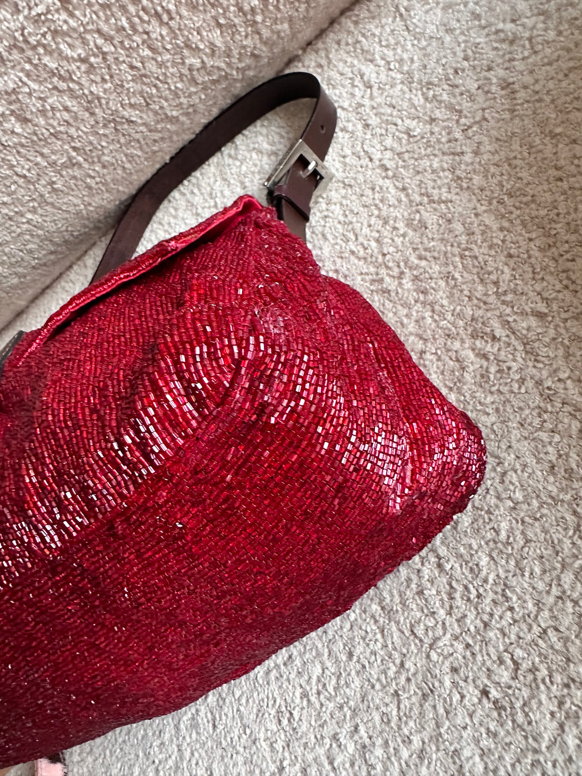 Fendi Red Beaded Sequin Mamma Baguette Archive