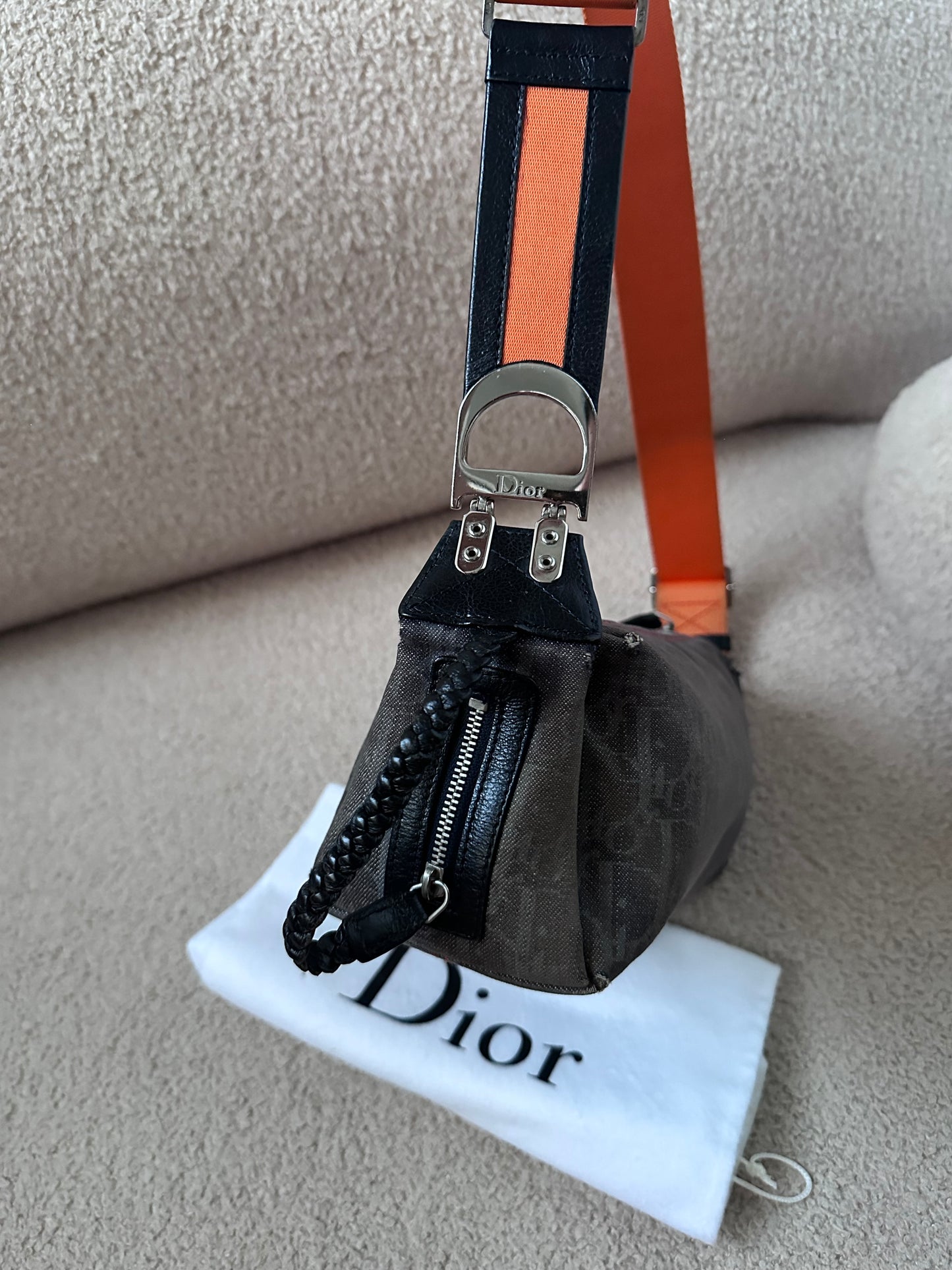Dior by John Galliano “Remove before flight” Oblique Shoulder Bag