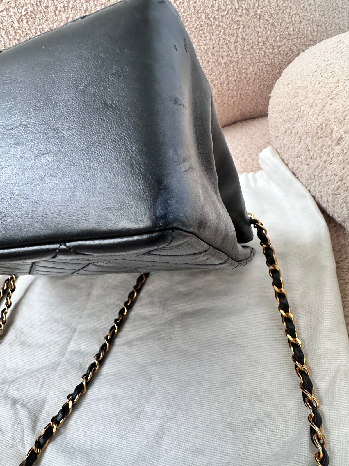 Chanel Vintage Timeless Classic Vertical Quilted Shopping Tote Bag