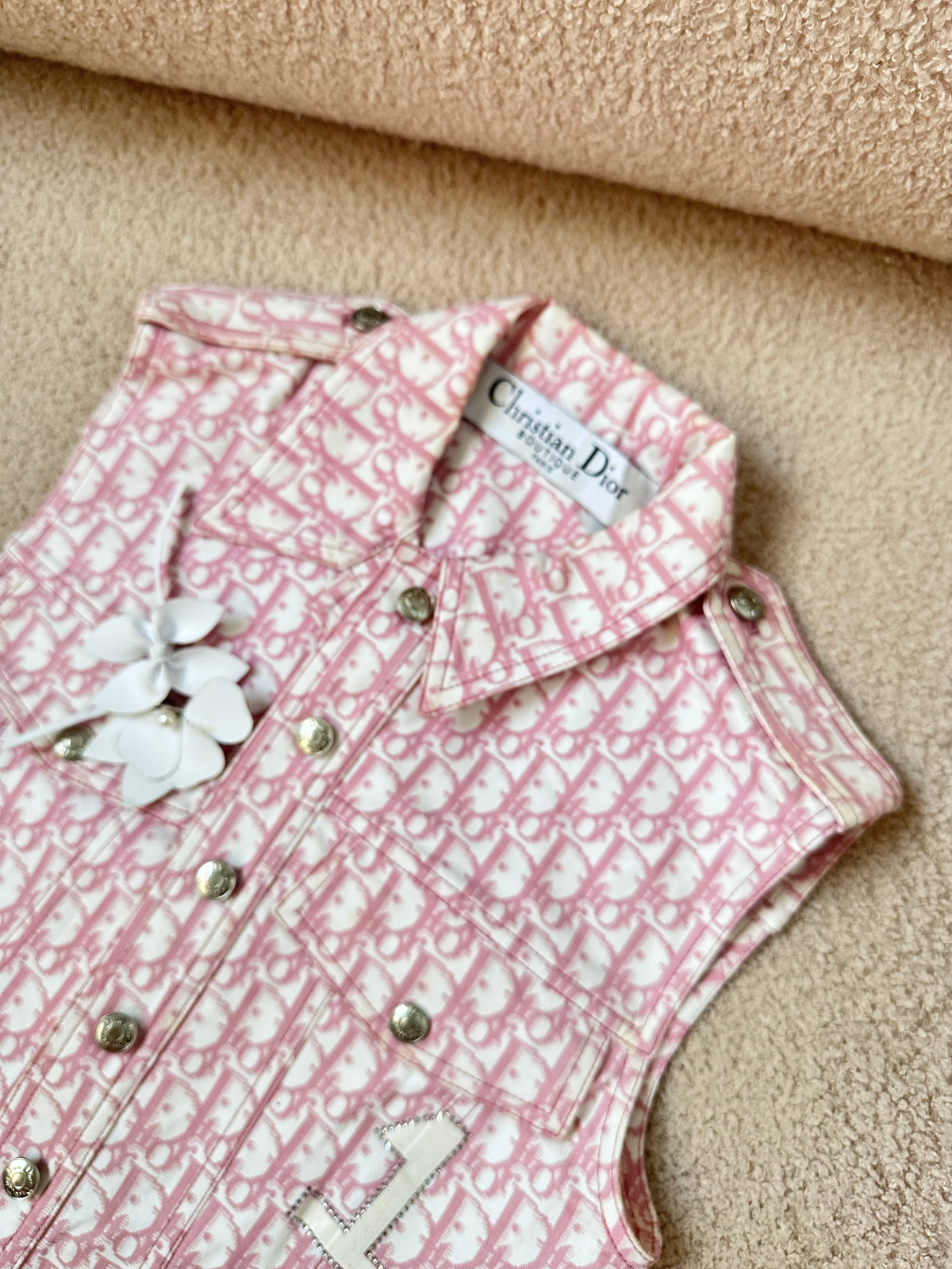 Dior John Galliano Pink Trotter Vest Flowers Jacket Top