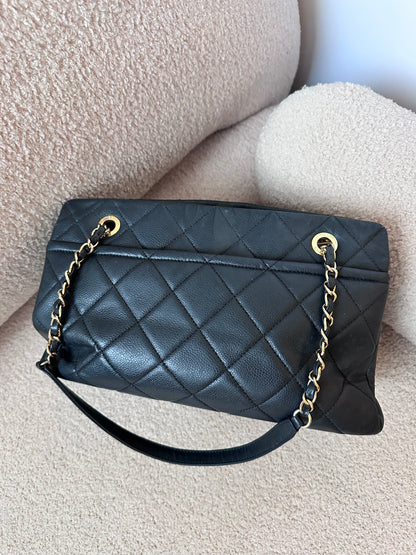 Chanel Caviar Bowling Shoppers Tote Bag - Black Gold Hardware