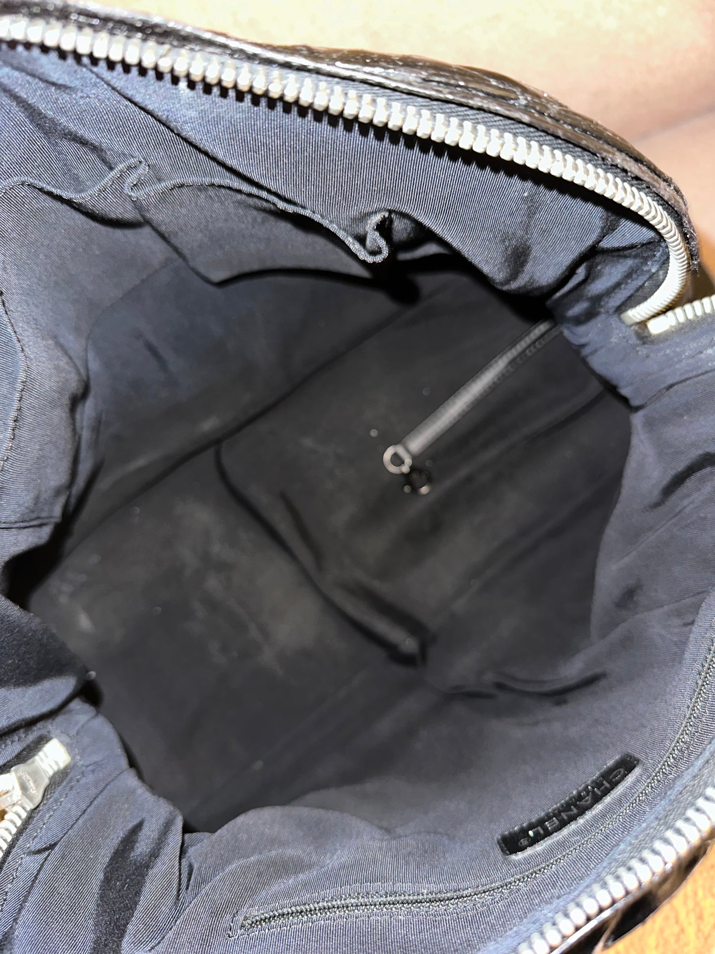 Chanel Large Ligne Bowling Shoulder Tote - Black Patent