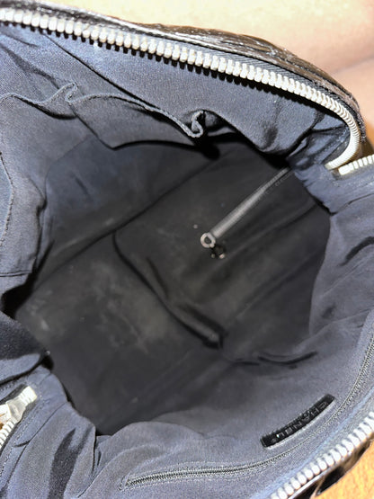 Chanel Large Ligne Bowling Shoulder Tote - Black Patent