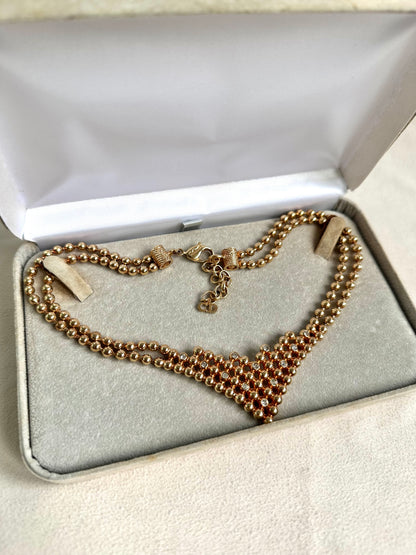 Rare Dior Vintage Gold Tone Waterfall Statement Necklace Crystals