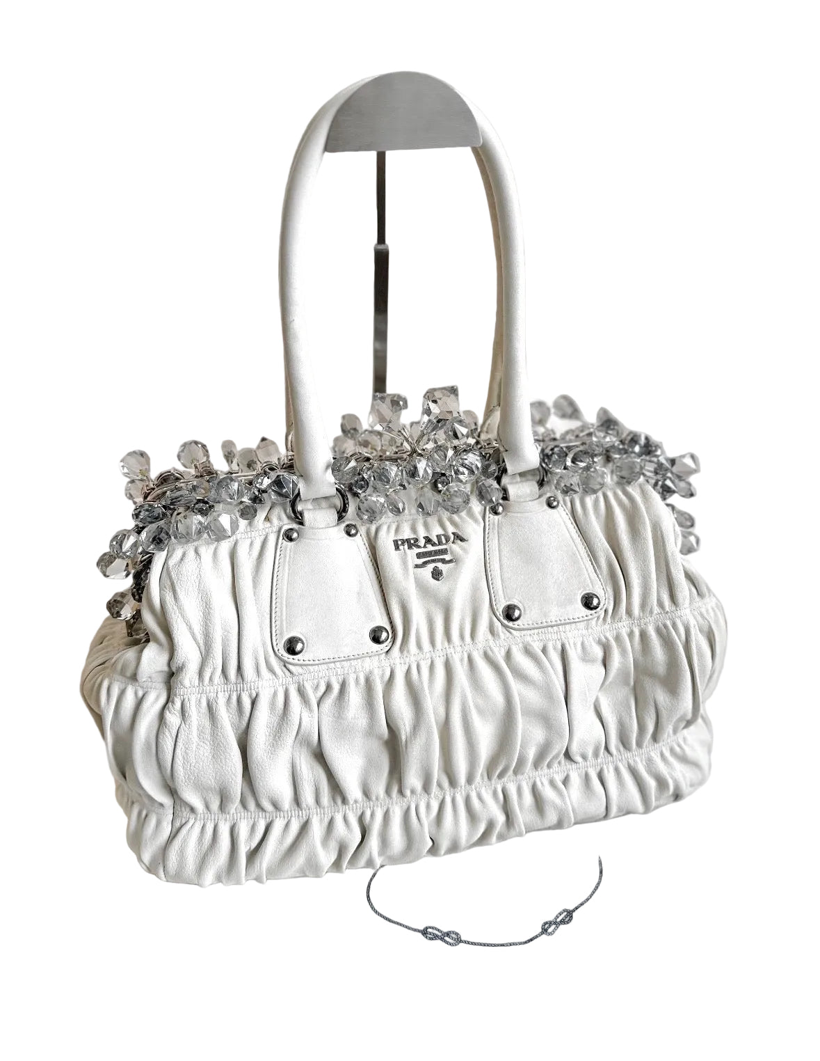 Prada Archive Gathered Crystal-embellished Top Handle Bag