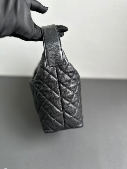 Chanel Caviar Hobo Lunchbox Top Handle Back Silver Hardware