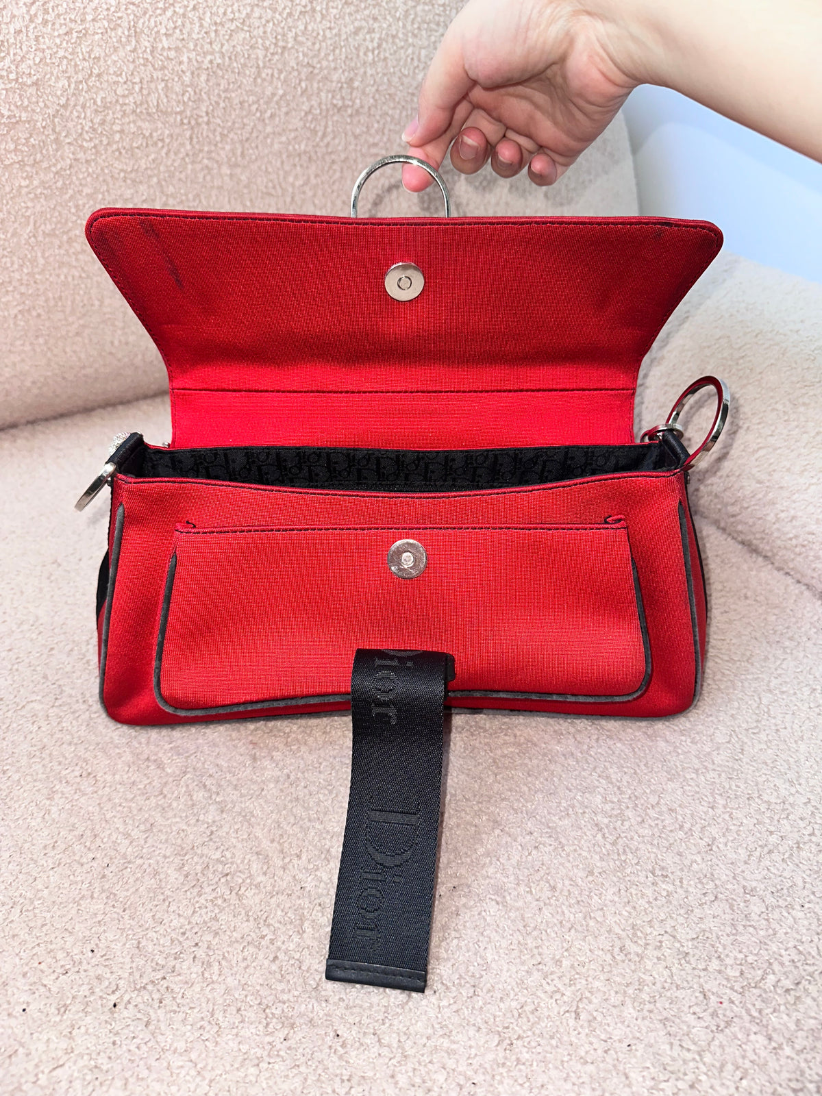 Dior John Galliano Hardcore Medium Hobo Shoulder Bag Crystal Logo
