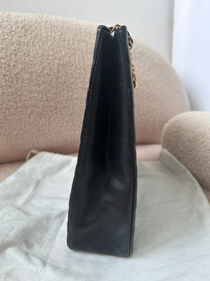 Chanel Vintage Timeless Classic Vertical Quilted Shopping Tote Bag