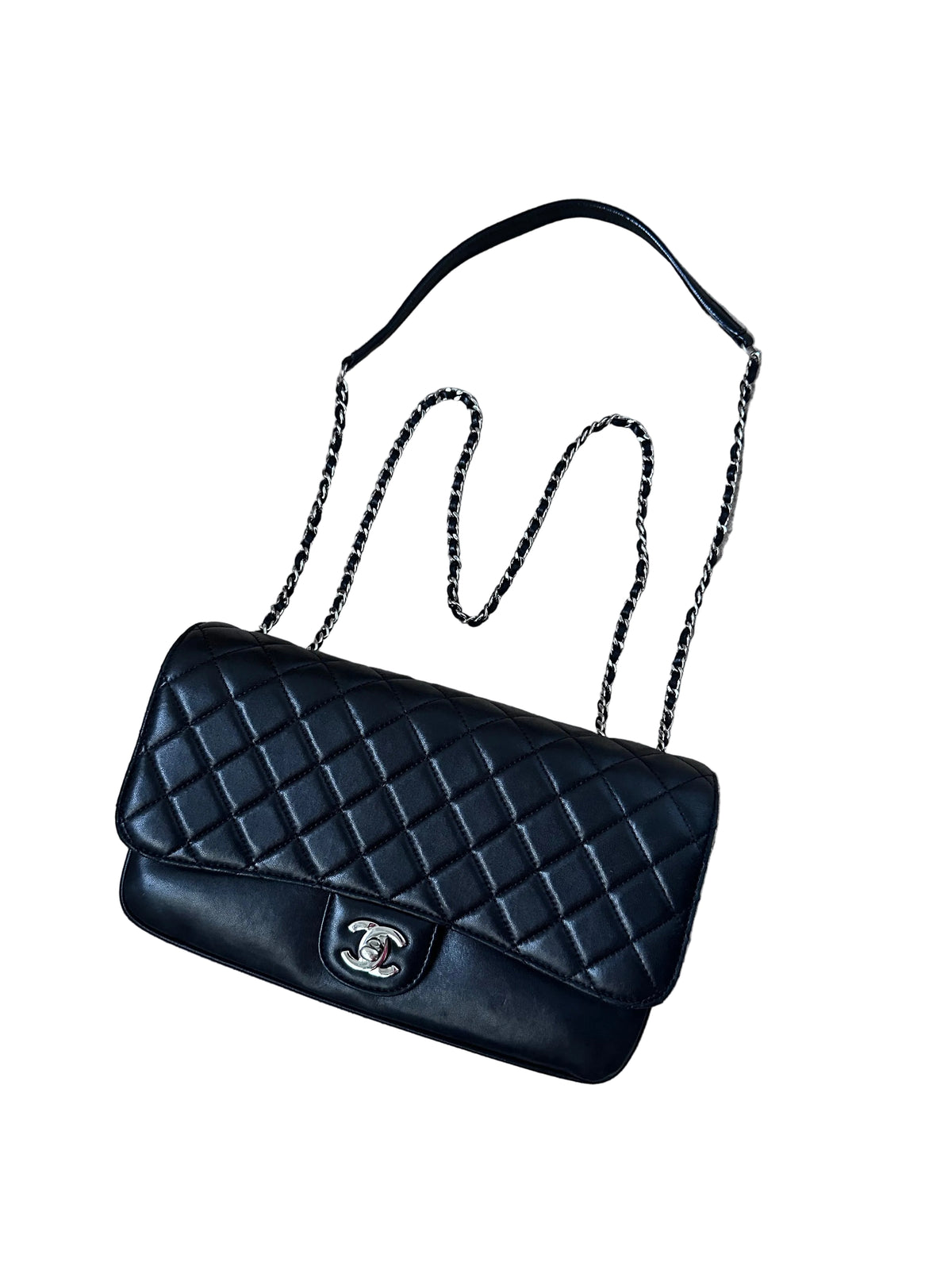 Chanel Quilted Accordion Classic Medium Flap Black SHW