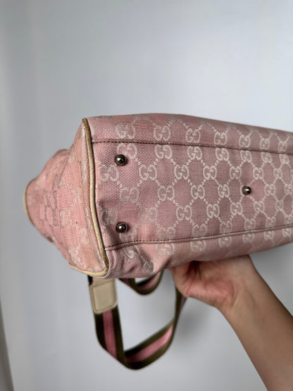 Gucci Pink GG Sherry Canvas Tote Bag