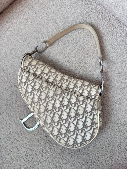 Dior 2005 John Galliano Vintage Embroidery Flower Trotter Saddle Bag