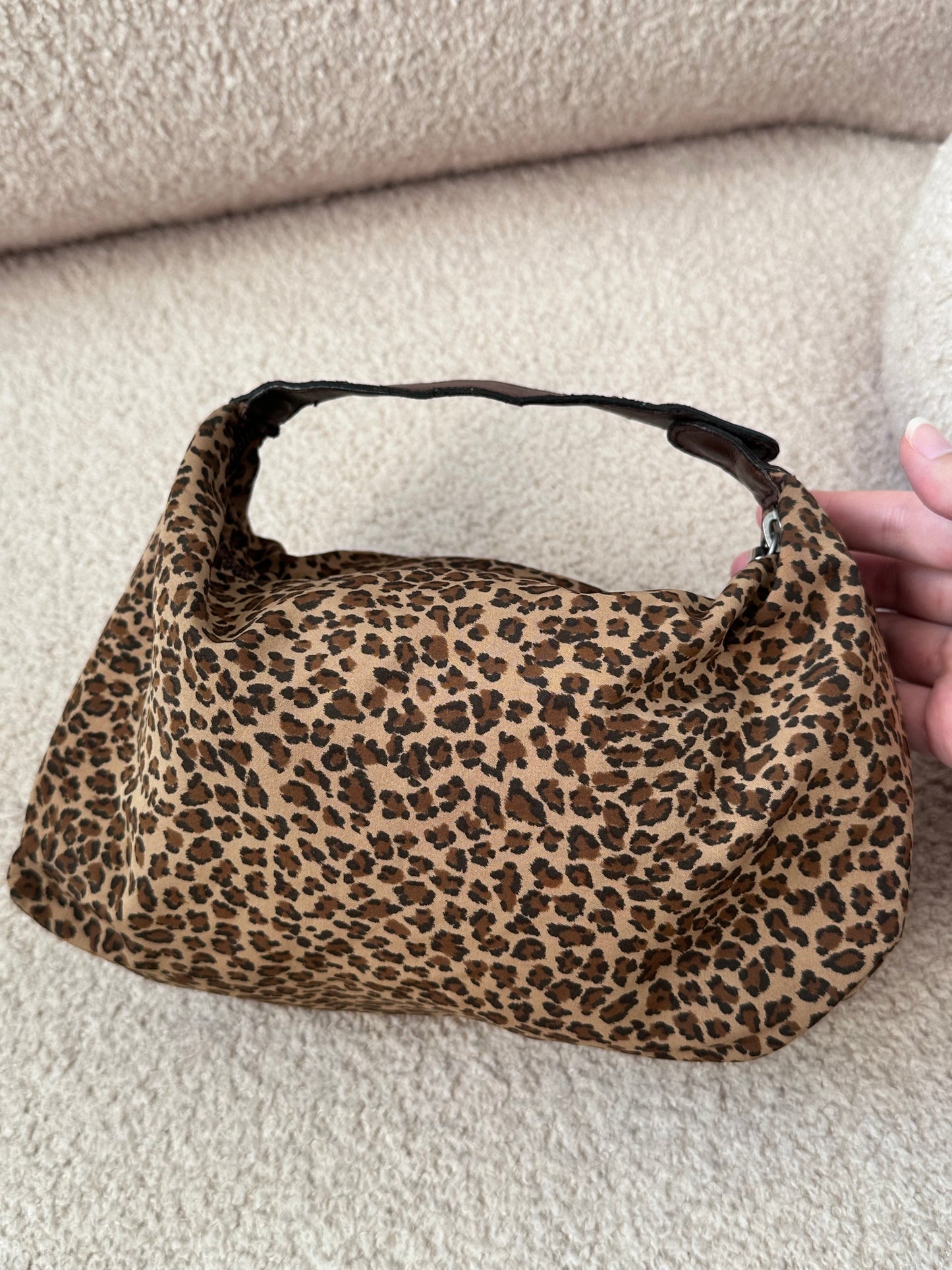 Bottega Vaneta Leopard Print Mini Hobo Top Handle Bag