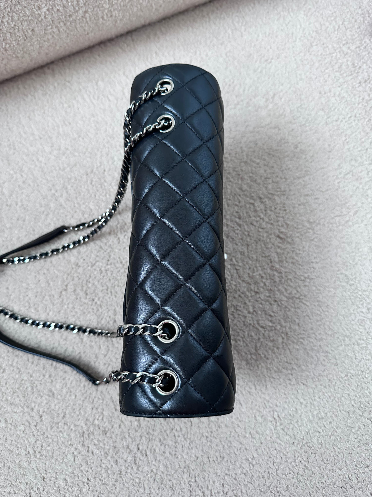 Chanel Quilted Accordion Classic Medium Flap Black SHW