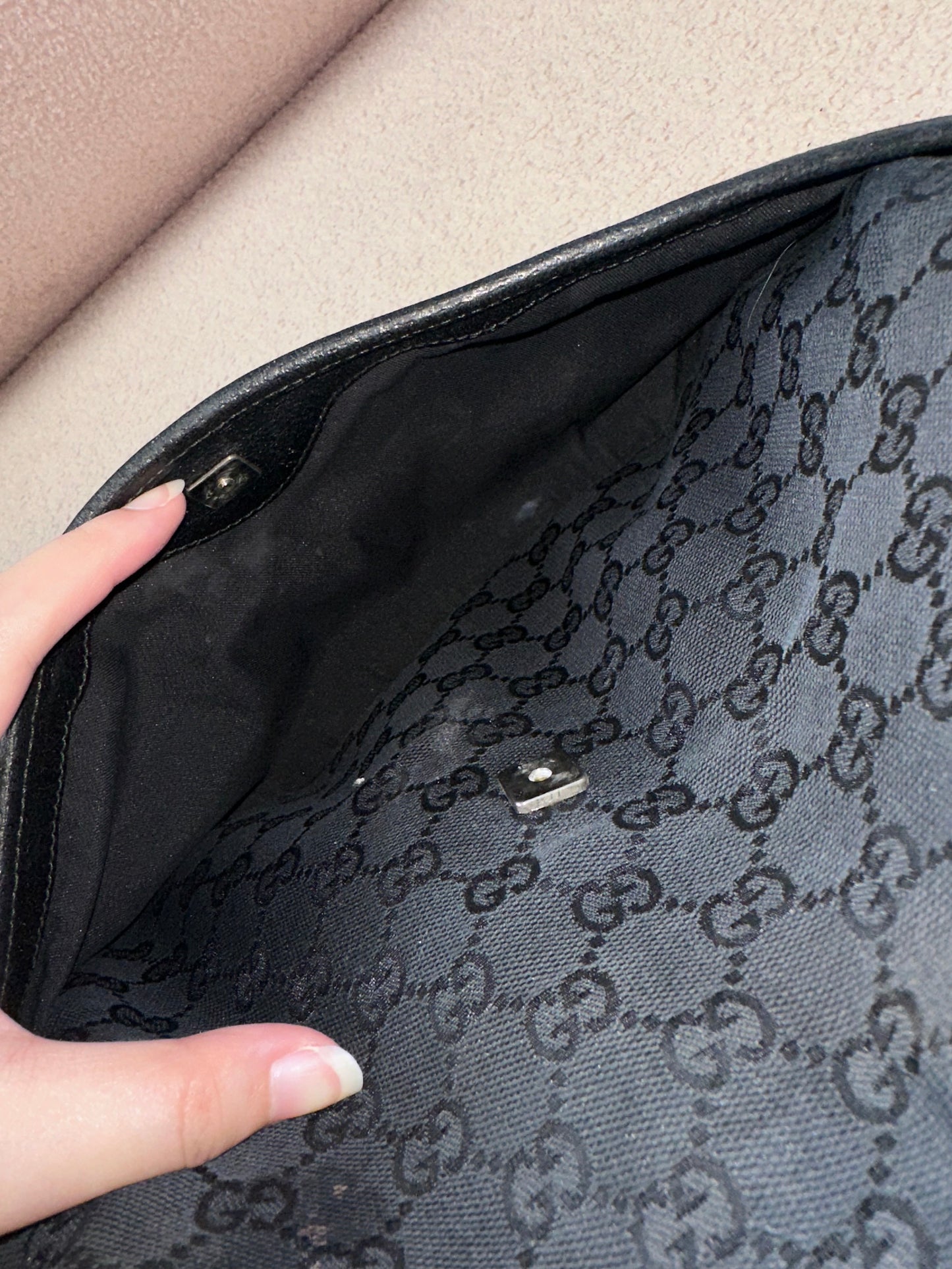 Gucci Black GG Hobo Shoulder Bag