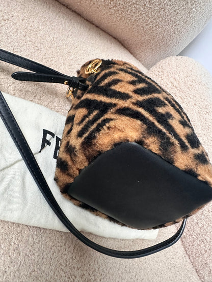 Fendi Mon Tresor FF Monogram Fur Shearling Bucket Bag