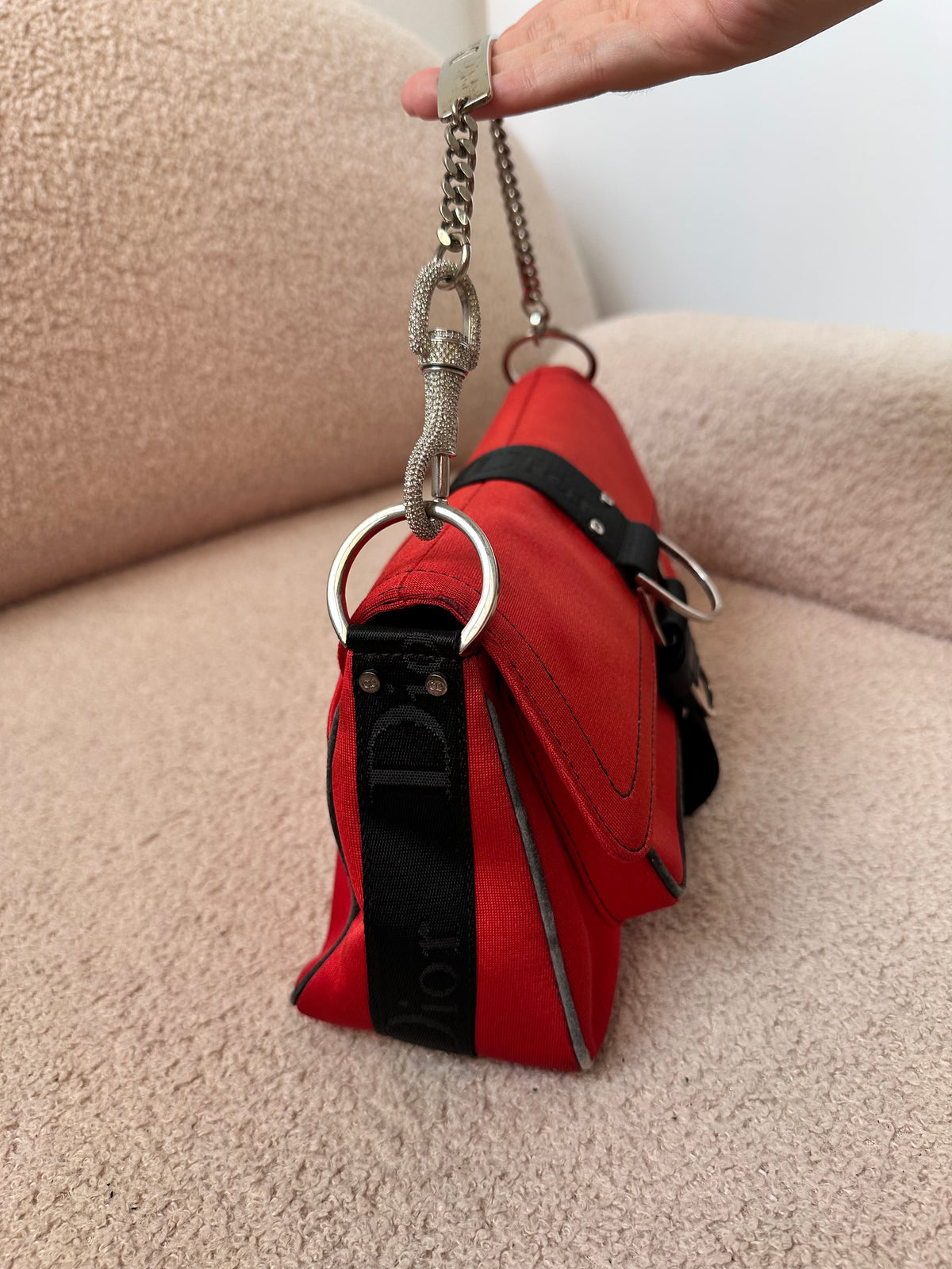 Dior John Galliano Hardcore Medium Hobo Shoulder Bag Crystal Logo