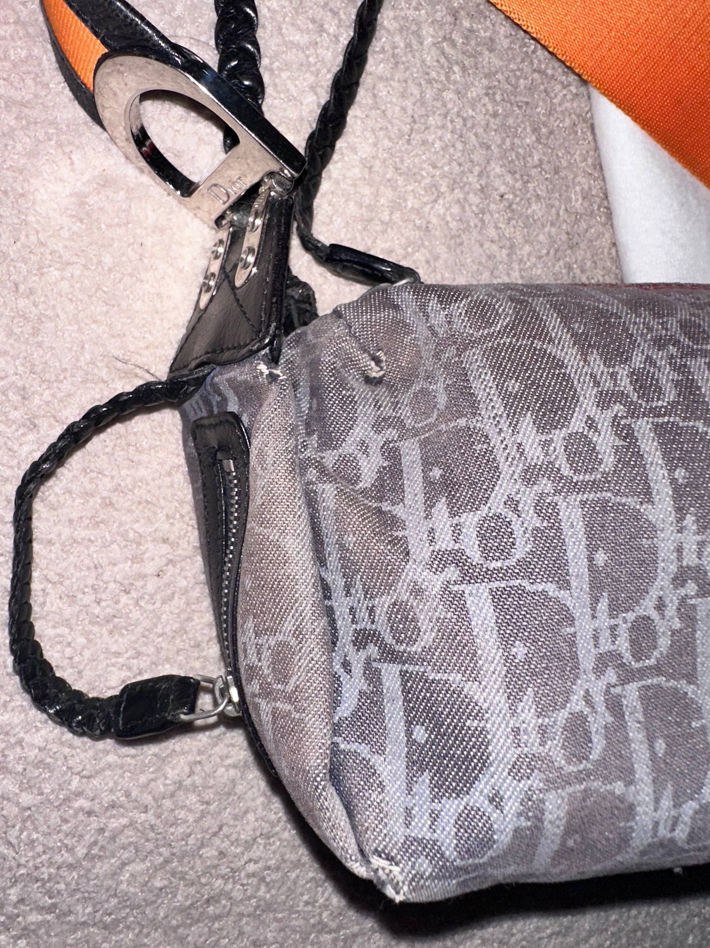 Dior by John Galliano “Remove before flight” Oblique Shoulder Bag