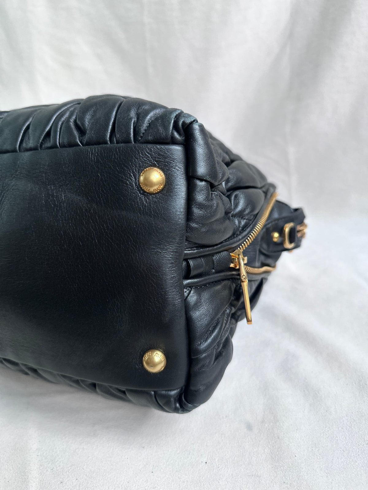Miu Miu Large Matelasse Nappa Leather Bag Black