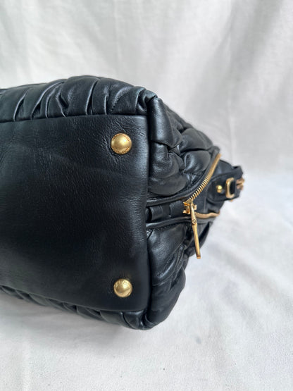 Miu Miu Large Matelasse Nappa Leather Bag Black