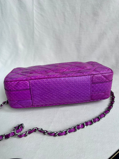 Rare Chanel Jumbo Purple Python Easy Carry Flap Bag