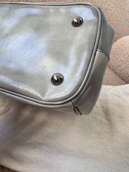Prada 2012 Grigio Spazzolato Leather Kiss-Lock Frame Satchel Bag