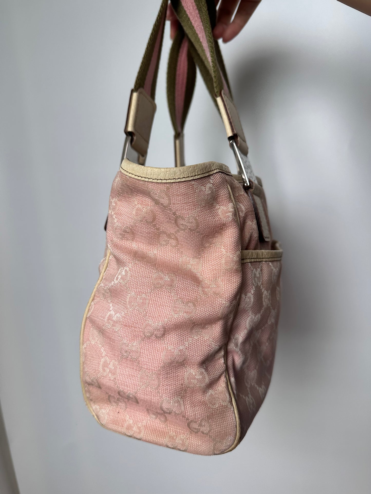 Gucci Pink GG Sherry Canvas Tote Bag