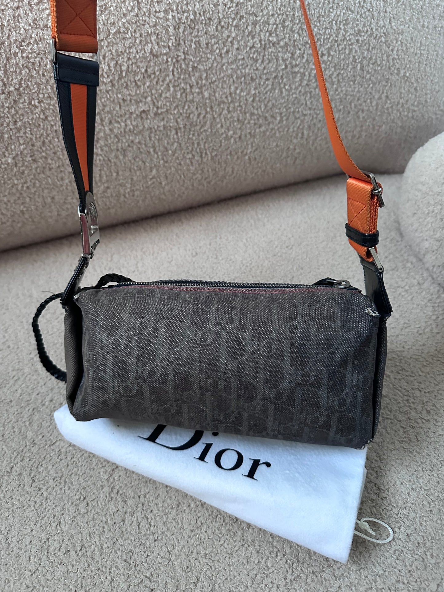 Dior by John Galliano “Remove before flight” Oblique Shoulder Bag