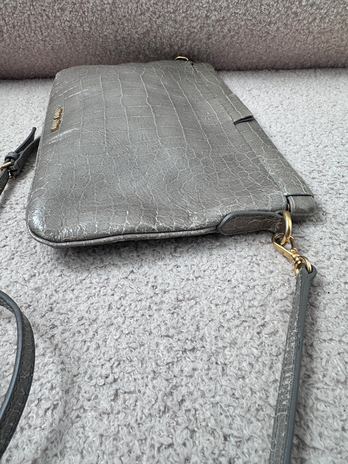 Miu Miu Crocodile Embossed Crossbody Leather Bag