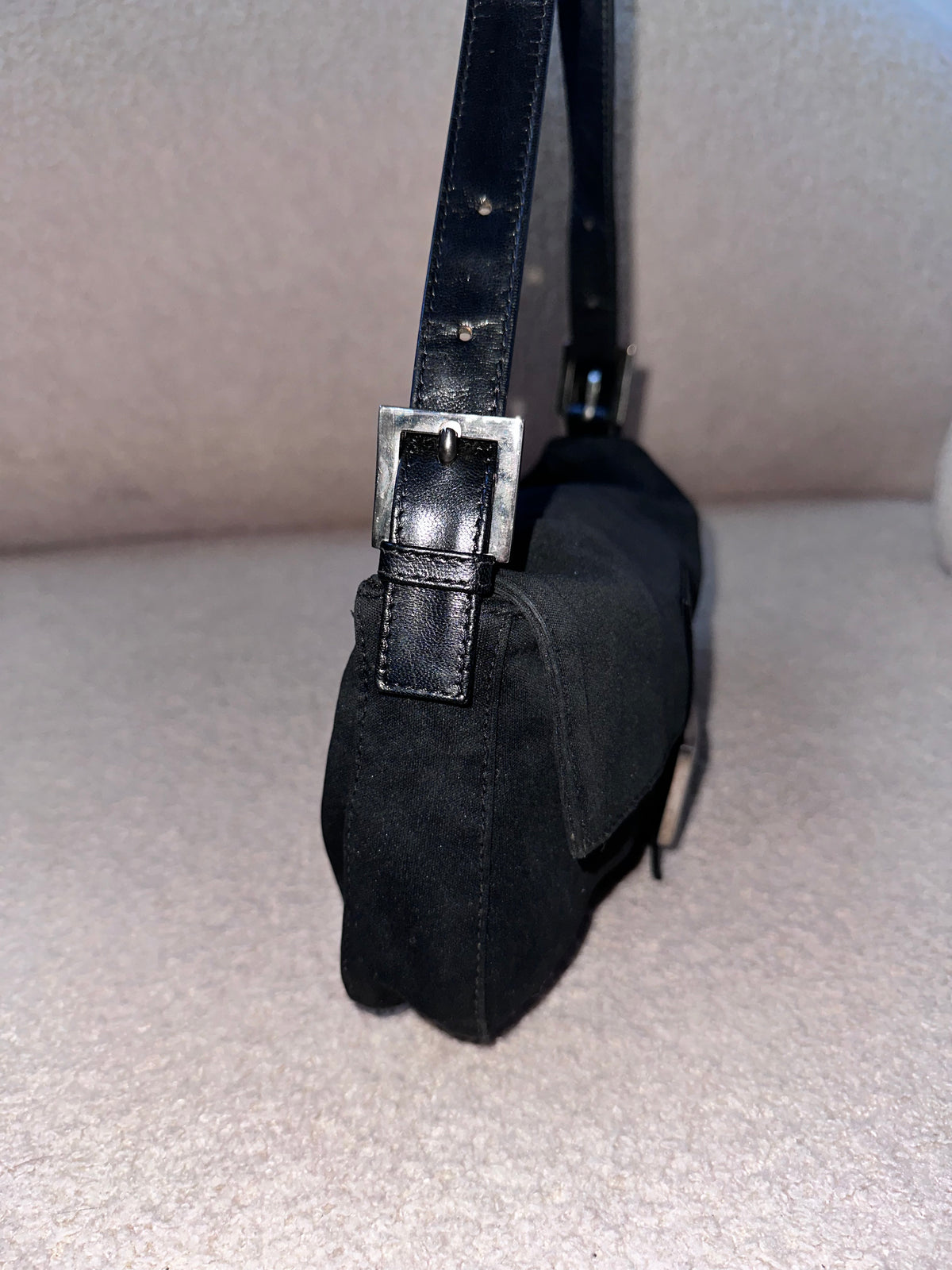 Fendi Baguette Black Nylon Leather