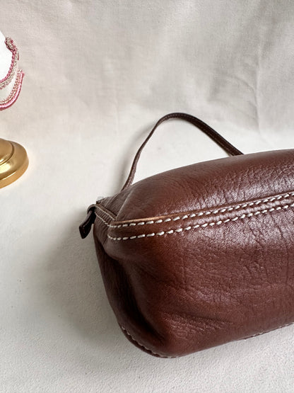 Fendi Brown Leather Small Baguette Bag