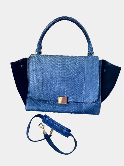 Celine Navy Python Trapeze Bag