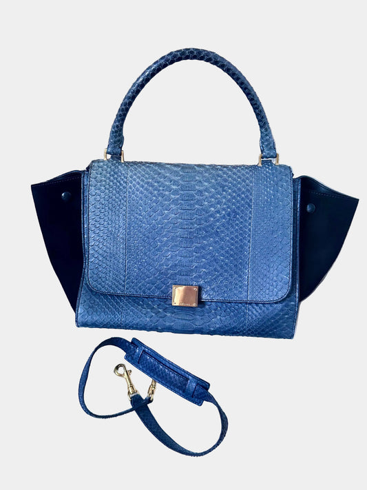 Celine Navy Python Trapeze Bag