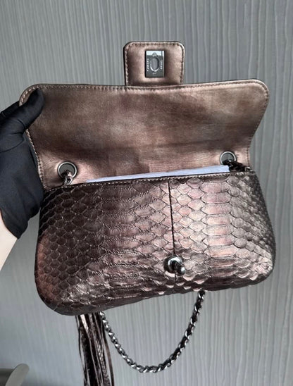 Vintage Chanel East West Python Flap Bag