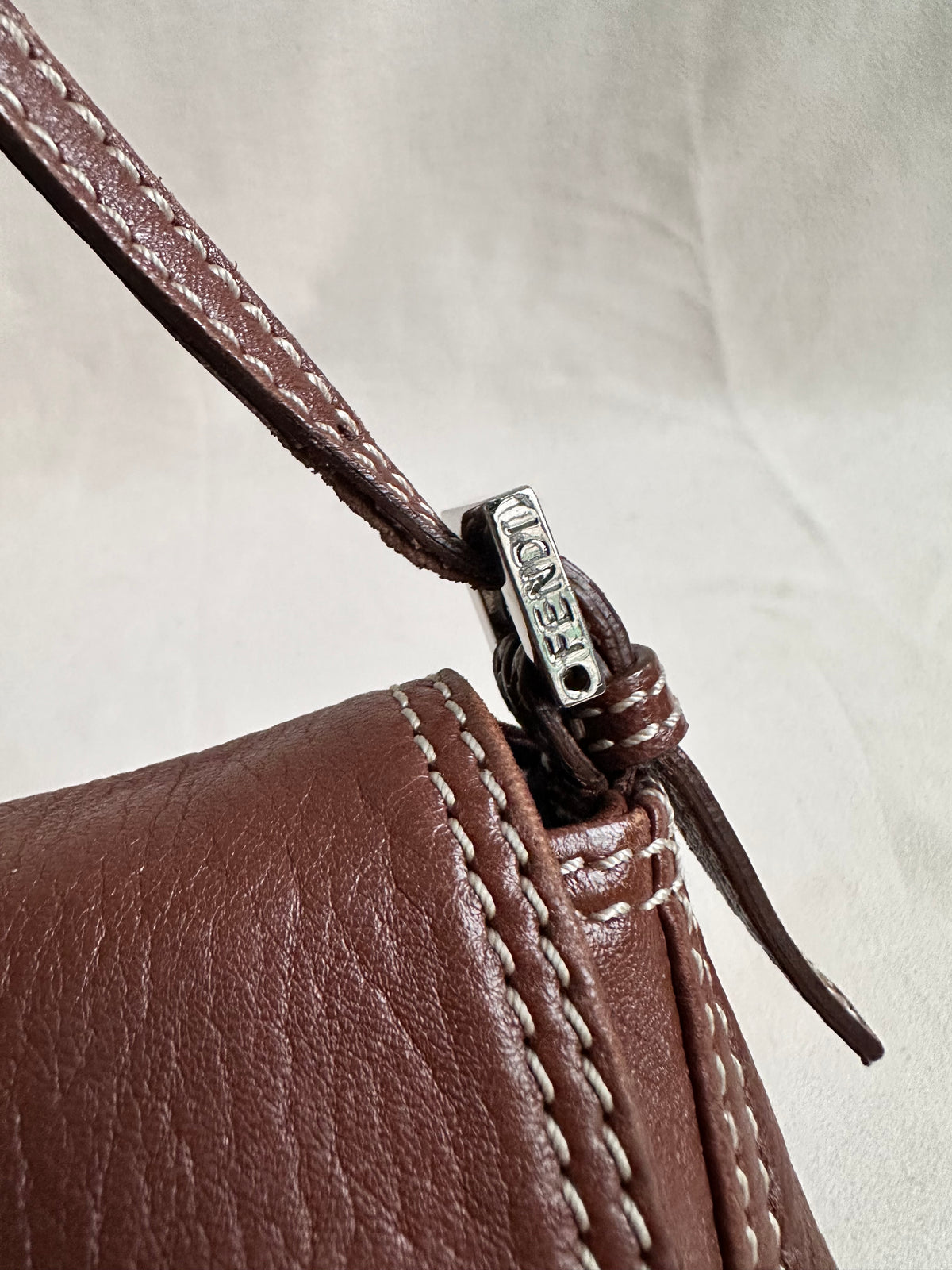 Fendi Brown Leather Small Baguette Bag