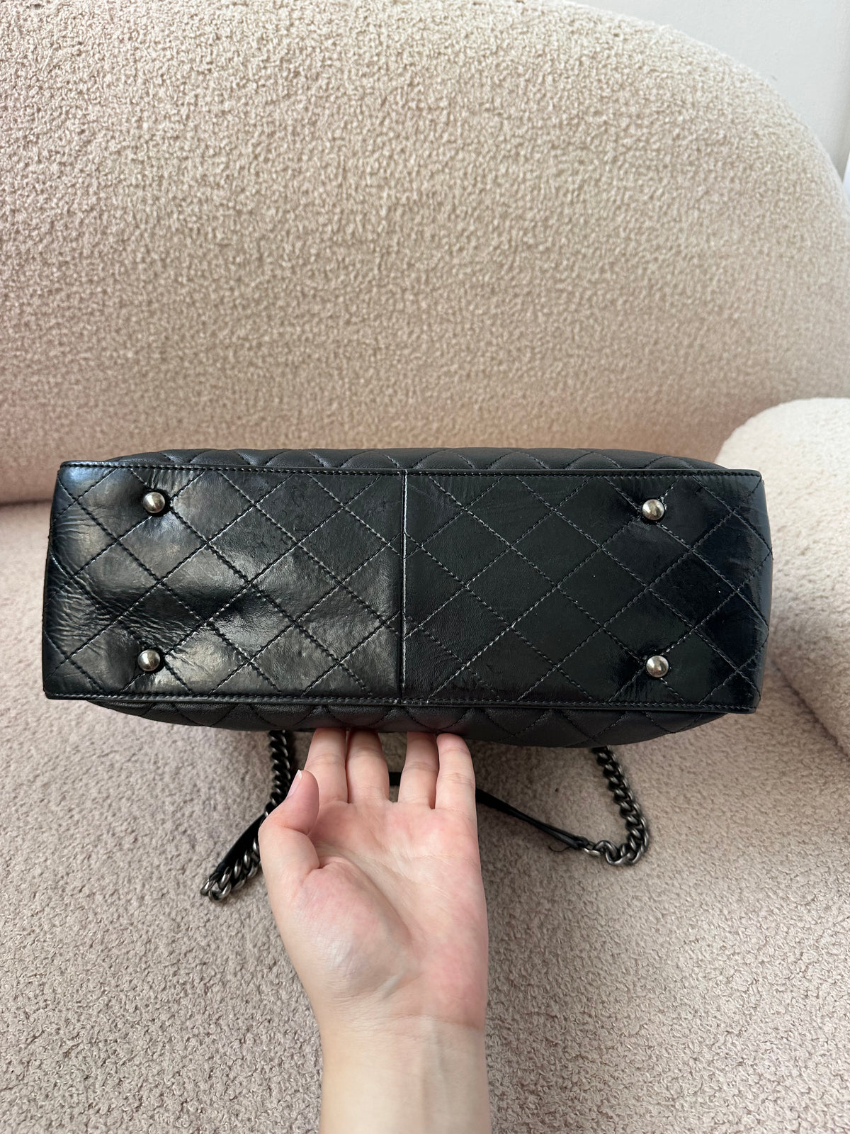 Chanel Black Quilted CC Charm Chain Tote Bag