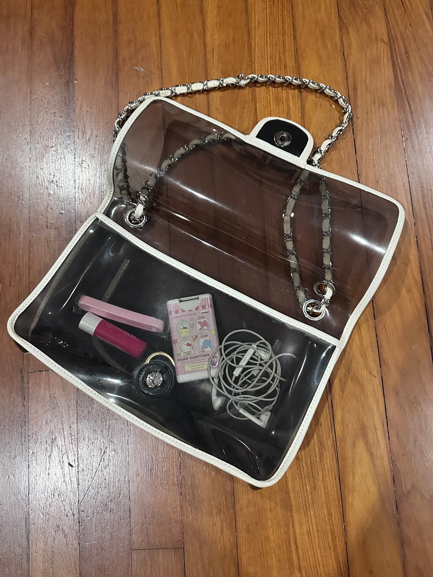 RARE Chanel 2008 Heart Lock PVC Medium Chain Flap Bag