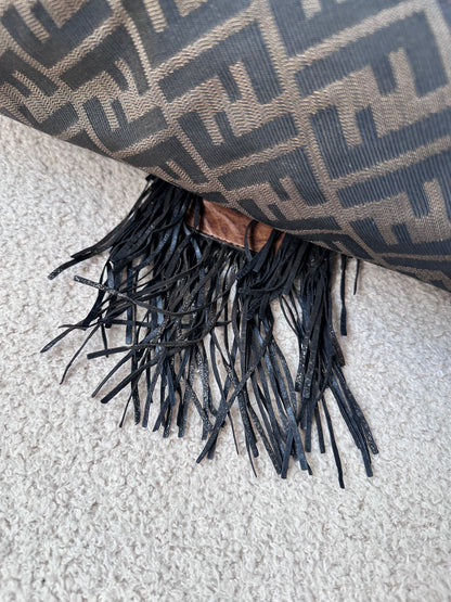 Archive Fendi Maxi Tobacco Zucca Fringe Baguette