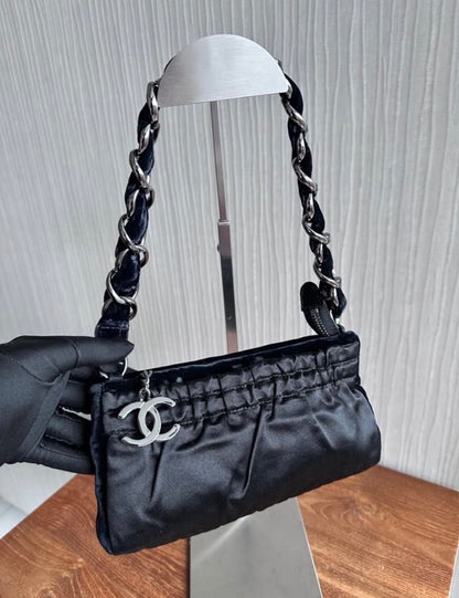 Chanel East West Hobo Mini Velvet Shoulder Bag