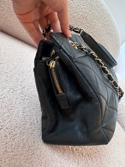 Chanel Caviar Bowling Shoppers Tote Bag - Black Gold Hardware