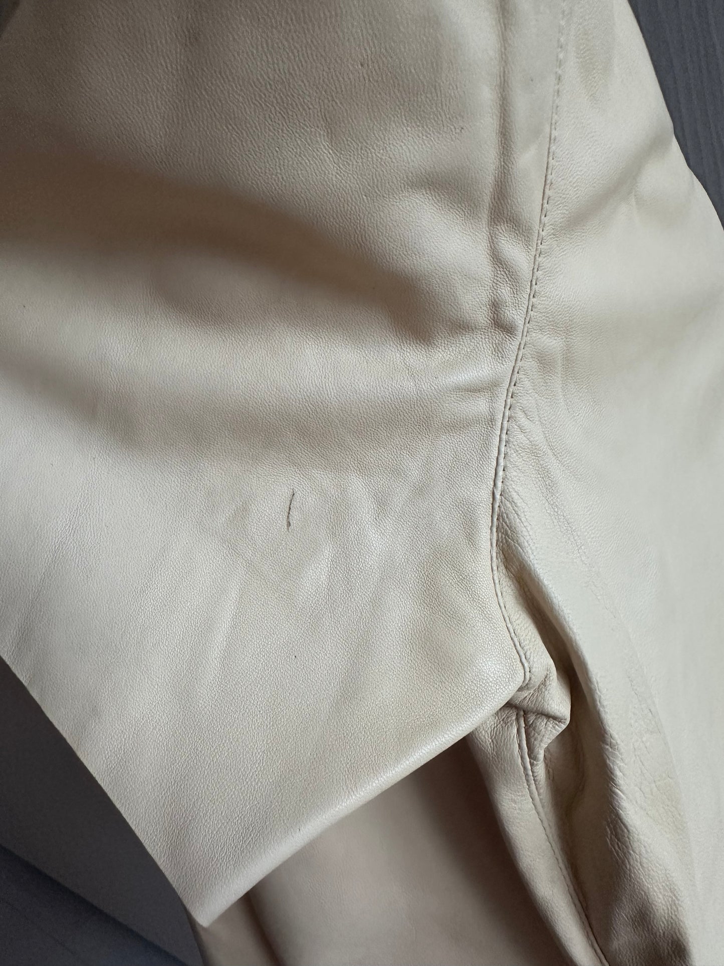 Prada 100% Leather Short Sleeve Collar Shirt Top