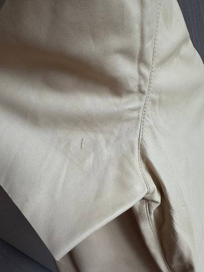 Prada 100% Leather Short Sleeve Collar Shirt Top