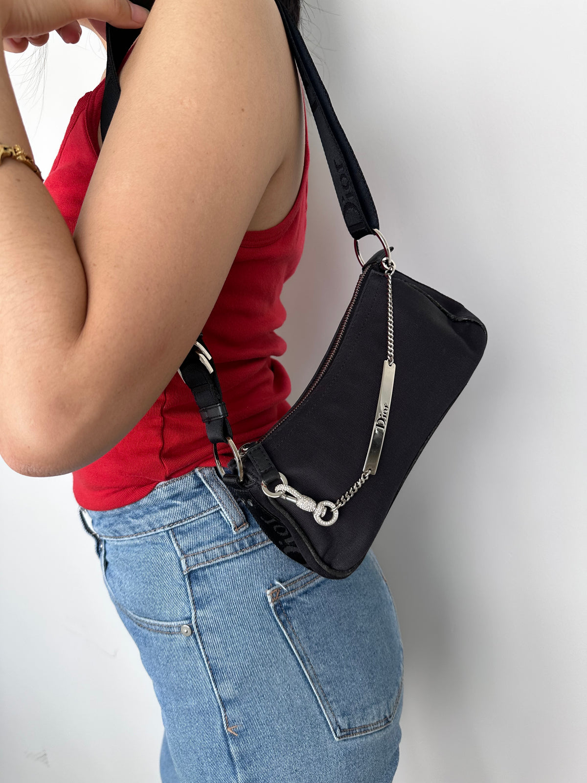 Dior John Galliano Hardcore Small Hobo Bag Crystal Logo