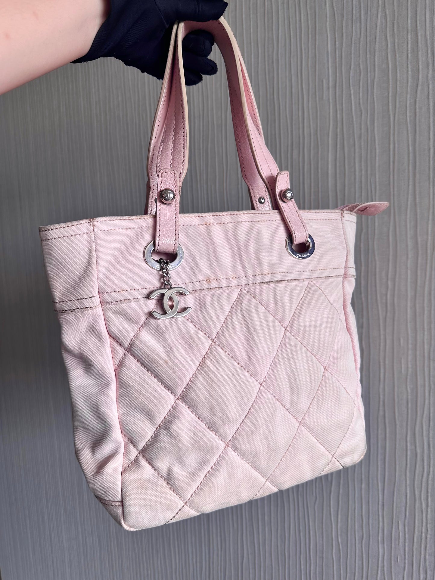 Chanel Baby Pink Biarritz Shoppers Tote Bag
