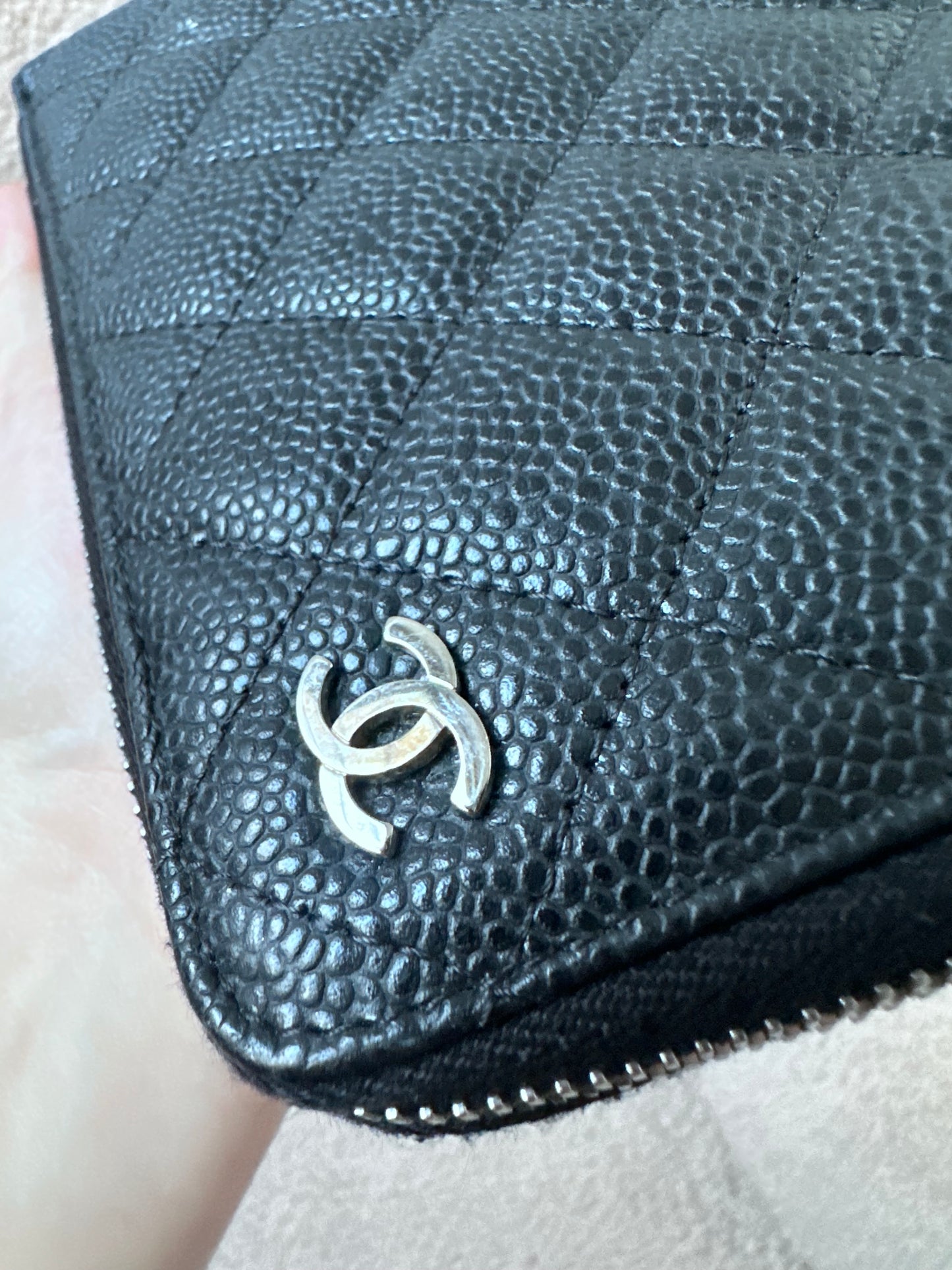 RARE Chanel Caviar Quilted Zip Around Organiser Agenda Large Clutch