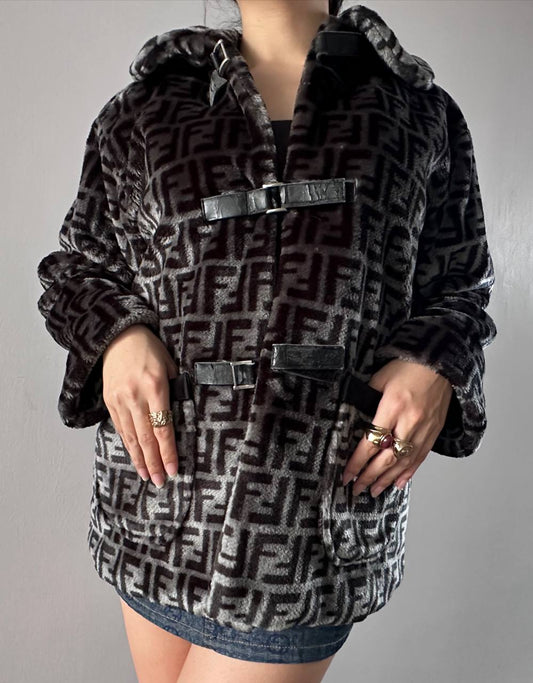 Fendi Vintage FF Monogram Plush Coat Jacket