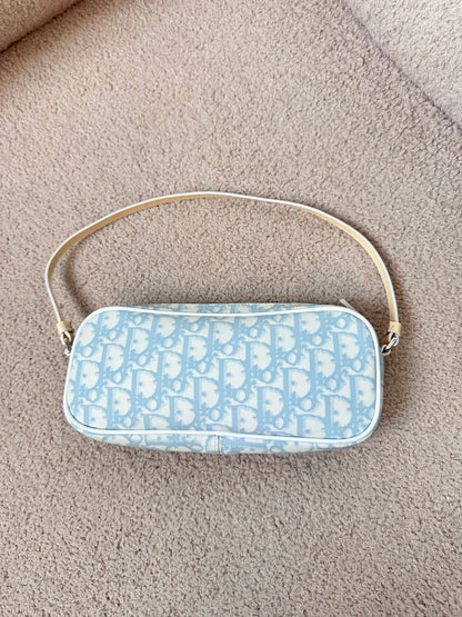 Dior Trotter Diorssimo Mini Hobo Shoulder Bag Baby Blue