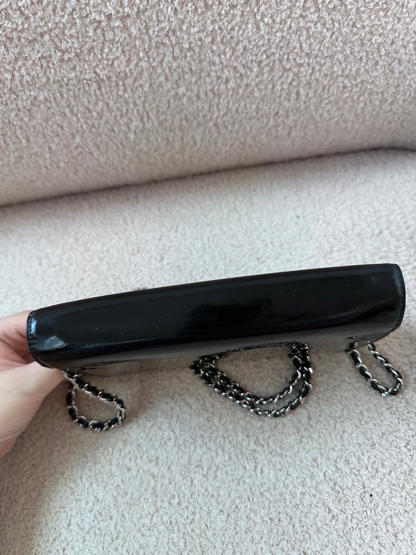 Chanel Vintage Wallet On Chain Bag - Black Patent