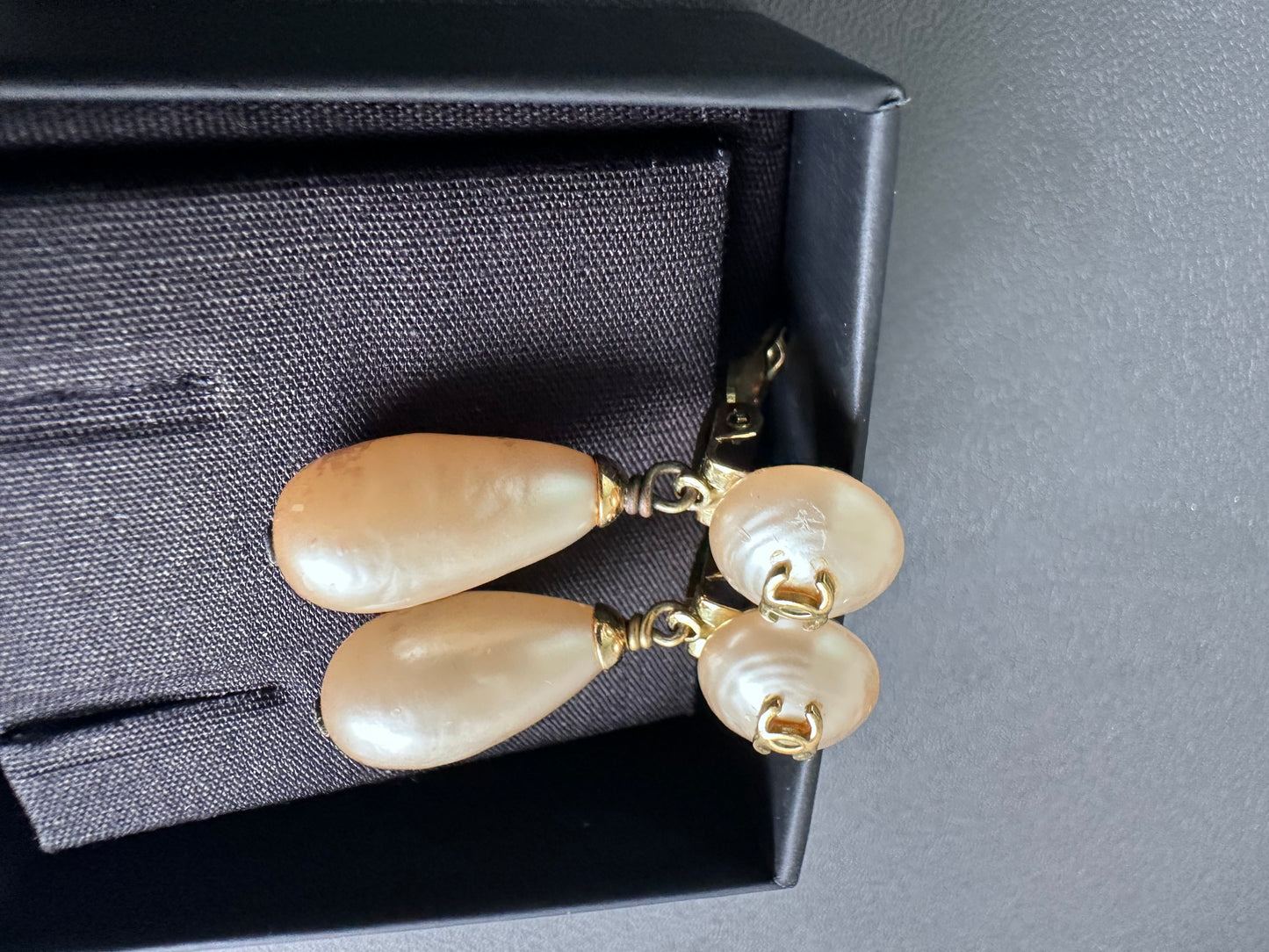 RARE Chanel 1994 Vintage Pearl Dangling Earrings 24K Gold Plated