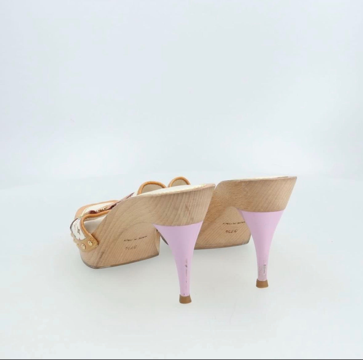 Rare 2003 Louis Vuitton Takashi Murakami White Multicolore Mules sandals