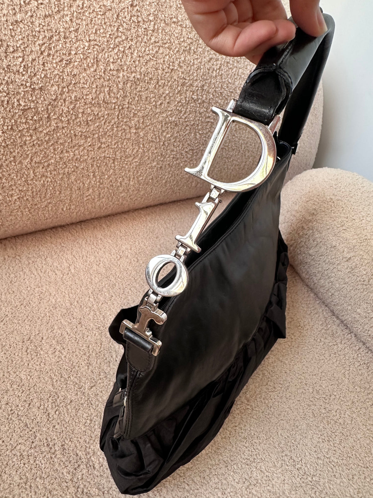 Dior Ballerina Black Corset Lace Medium Shoulder Bag